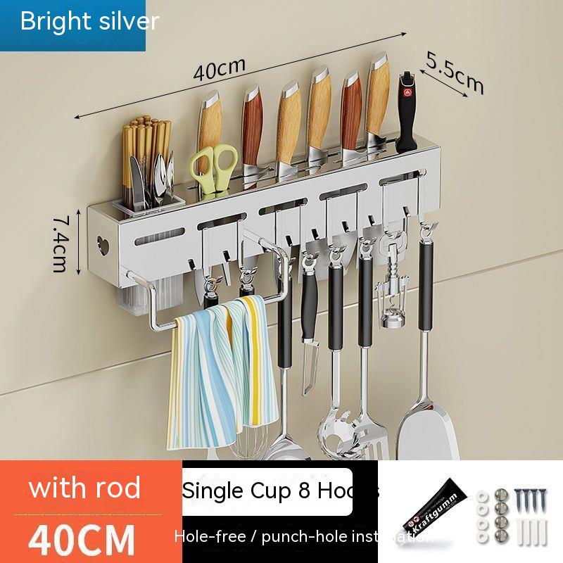 Kitchen Stainless Steel Knife Holder Punch-free